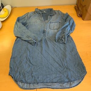 American Eagle AE denim jean tshirt dress collared button up pockets